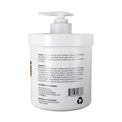 Advanced Clinicals Retinol Cream. Spa Size for Salon Professionals. Moisturizing Formula Penetrates Skin to Erase the Appearance of Fine Lines & Wrinkles. Fragrance Free. (16 Ounce (Pack of 1))