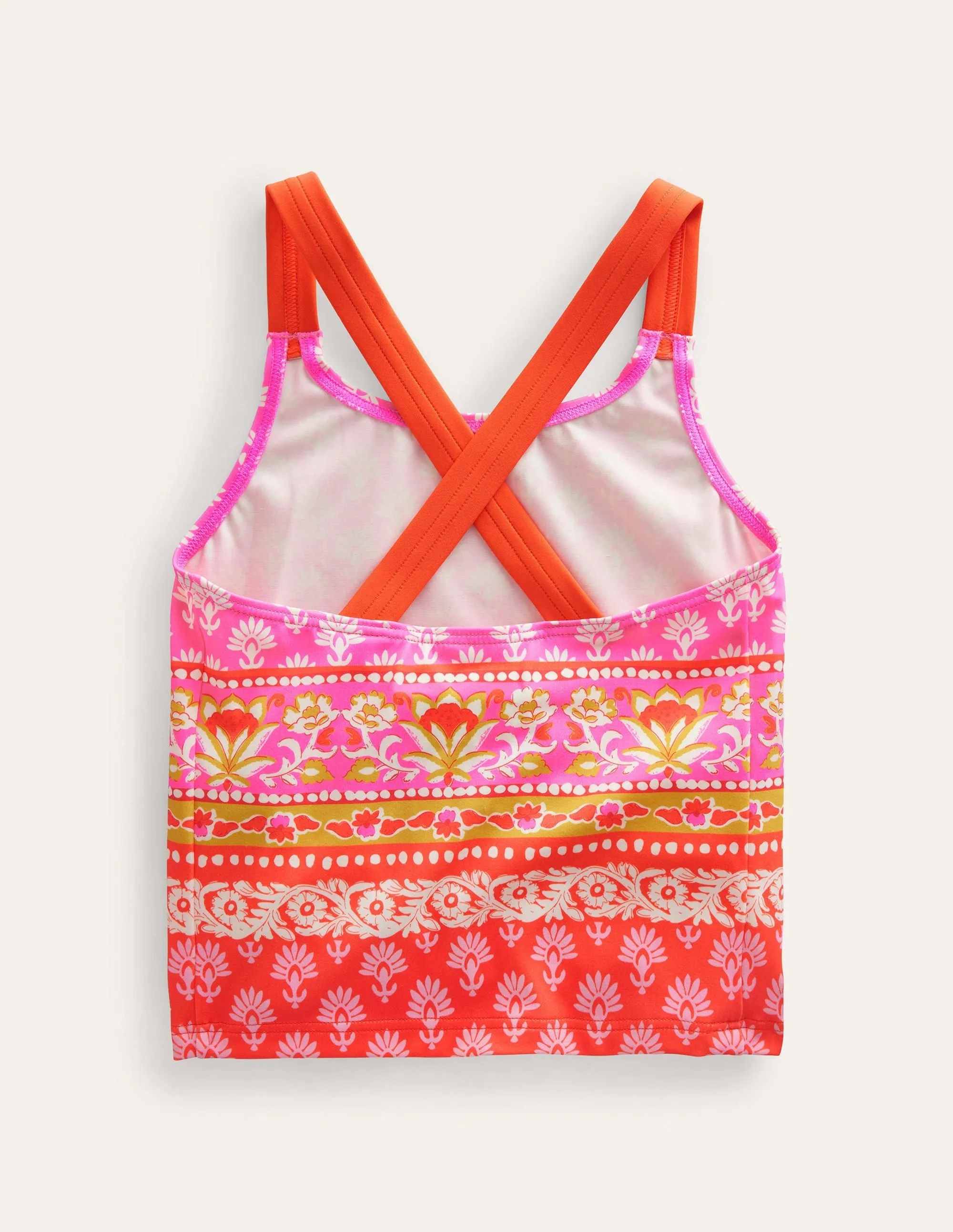 Cross Back Tankini Top-Firework Woodblock