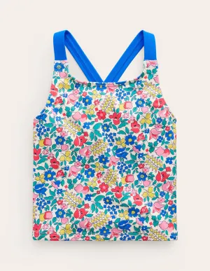 Cross Back Tankini Top-Multi Flowerbed