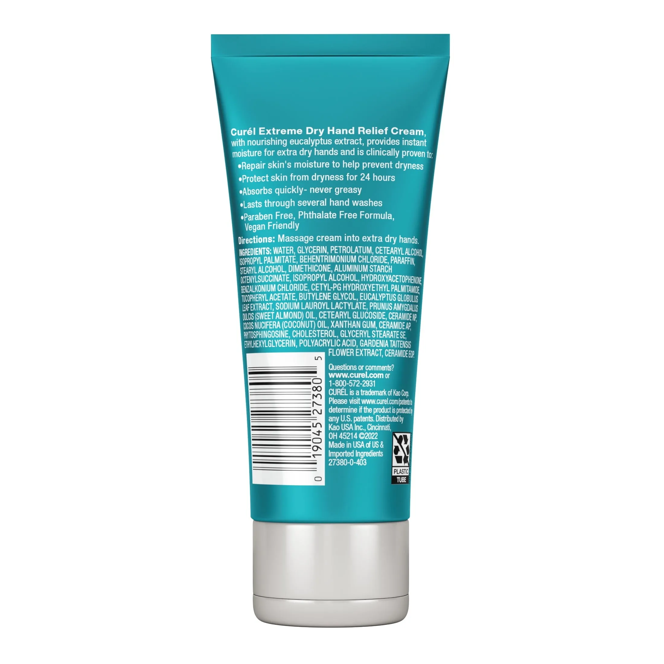 Curel Extreme Dry Hand Relief, Dermatologist Recommended, Long-Lasting Hand Cream For Dry Hands, Paraben Free, Fragrance-Free Hand Lotion, 3.0 Oz Tube