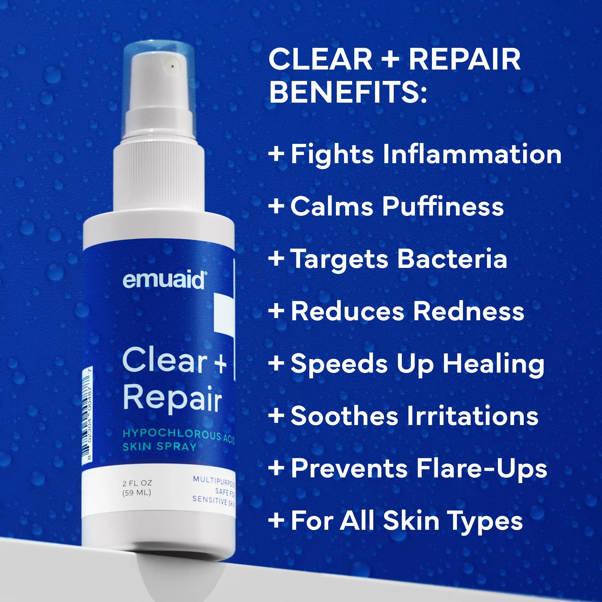 emuaid Clear   Repair Hypochlorous Acid Skin Spray | Hydrating, Cleansing, Face & Skin Mist Protection | Multi-Use Skin Care for Sensitive Skin, Hypochlorous Acid Spray for Face, Travel Size | 1 Pack