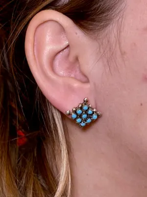 Niner Square Sterling & Turquoise Earrings