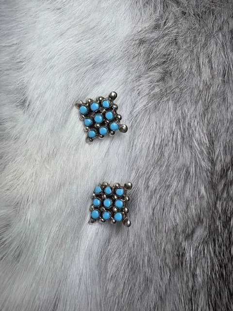Niner Square Sterling & Turquoise Earrings