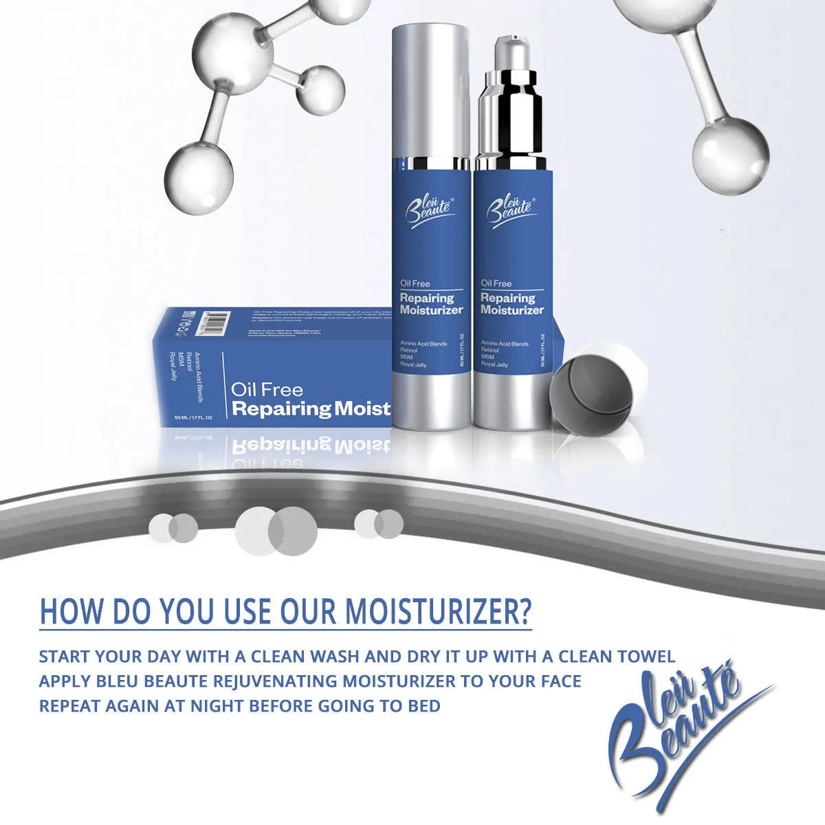Oil Free Repairing Moisturizer- High potency facial anti-acne cream for oily skin reduces dark spots