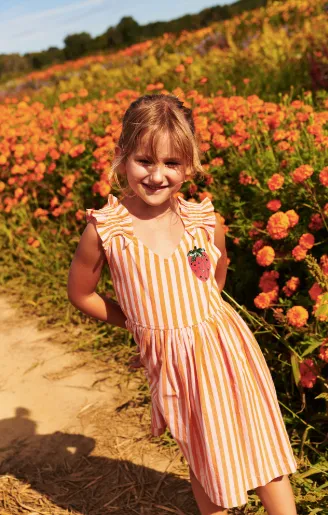 Orange Pink Stripe Dress